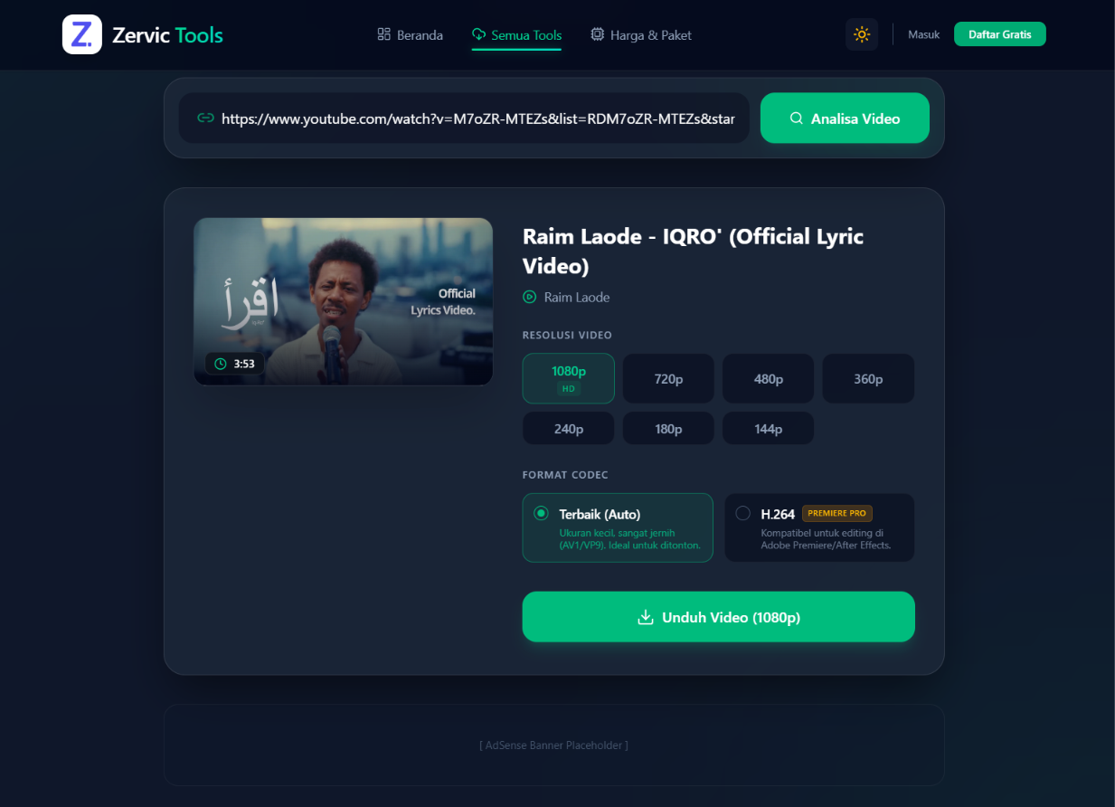 YouTube to MP4, MP3 & WAV Downloader Gratis – Zervic Tools