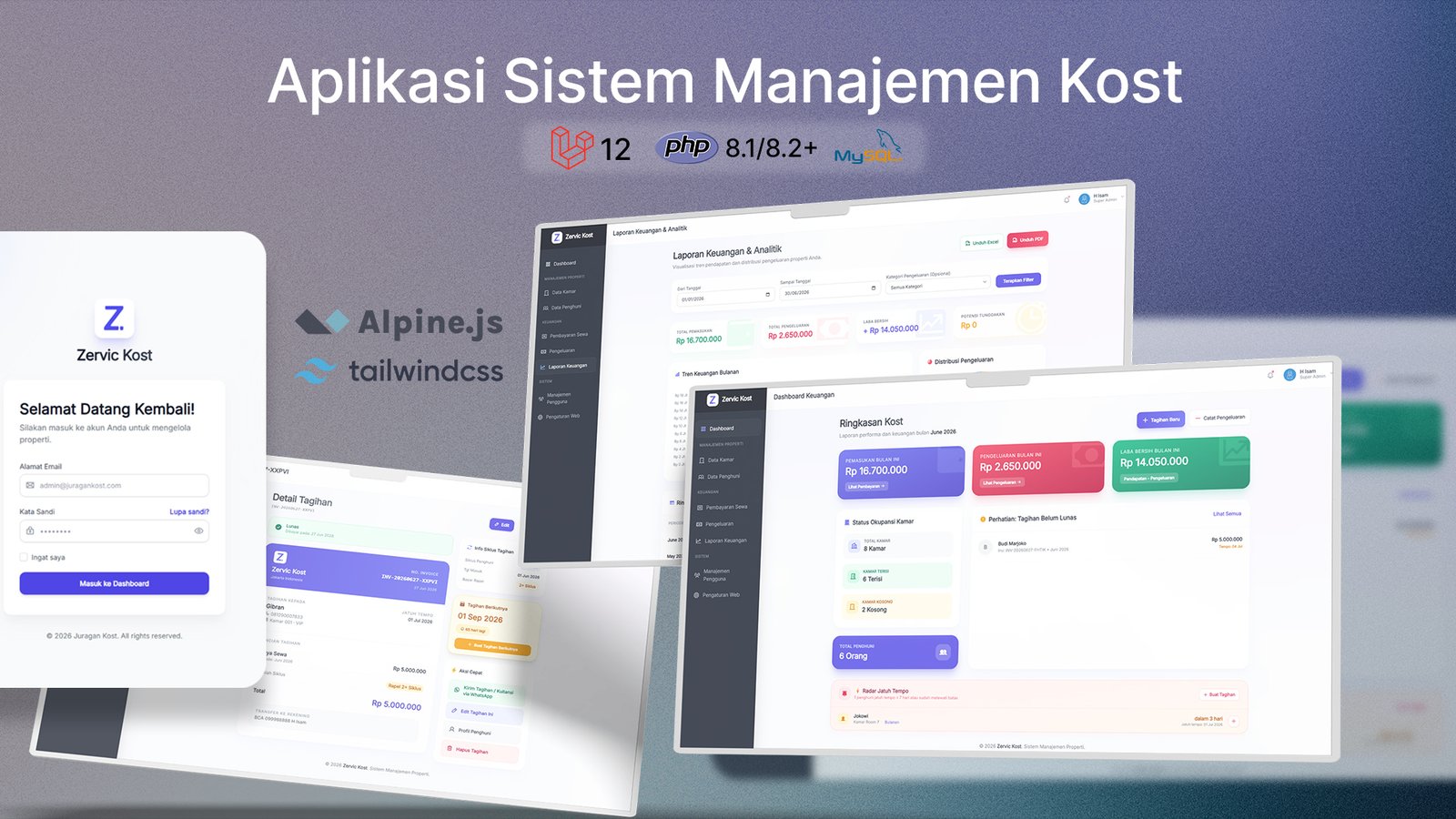 Zervic Kost Pro - Sistem Manajemen Kost & Kontrakan